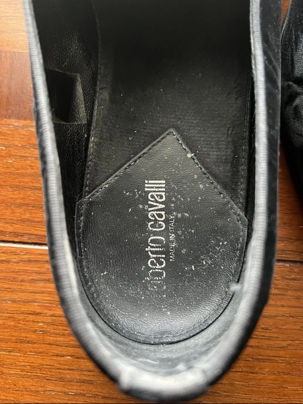 Roberto Cavalli Men Black Velvet Beetle Loafers Embroidered Size 45 EU-12 US